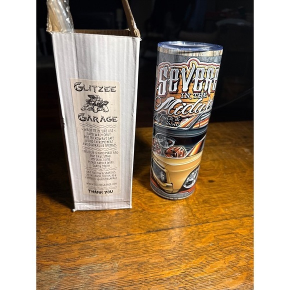 Glitzee Garage Fever in the Midwest 2022 Car Truck Bike Show Tumbler Cup New - Picture 3 of 9